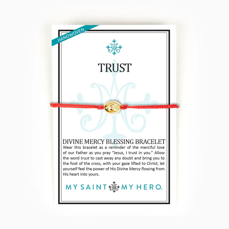 Trust Divine Mercy Blessing Bracelet Red & Gold