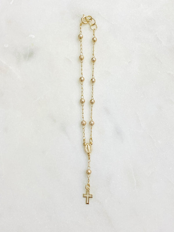 Gold Beaded Rosary Bracelet