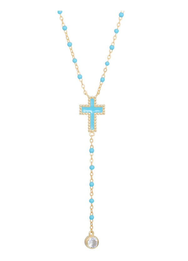 Turquoise Cross Y Necklace
