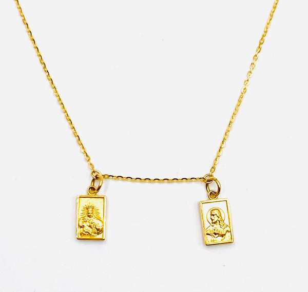 14KT Gold Dainty Scapular Necklace