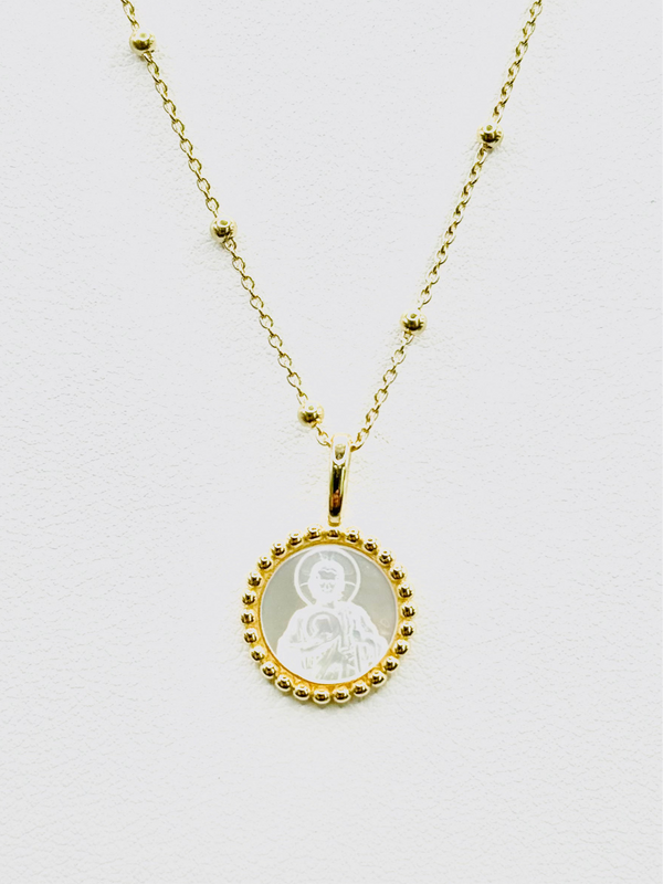 Mother of Pearl Sacred Heart of Jesus Necklace