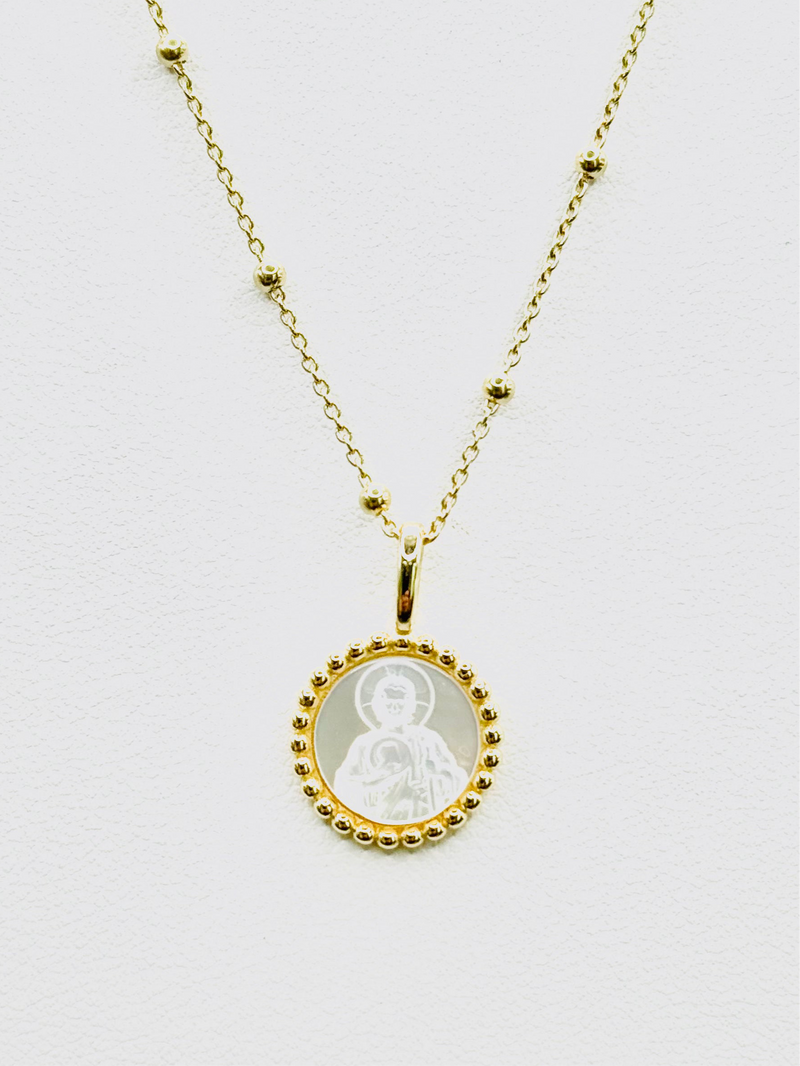Mother of Pearl Sacred Heart of Jesus Necklace