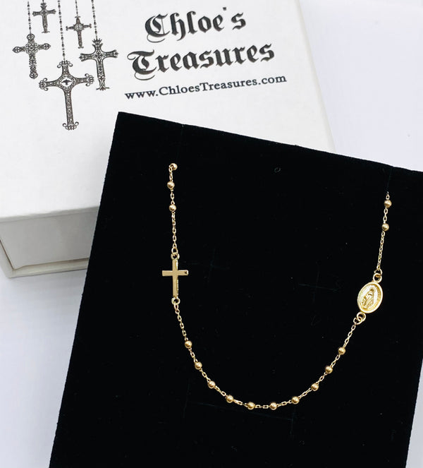 14KT Gold Rosary Necklace