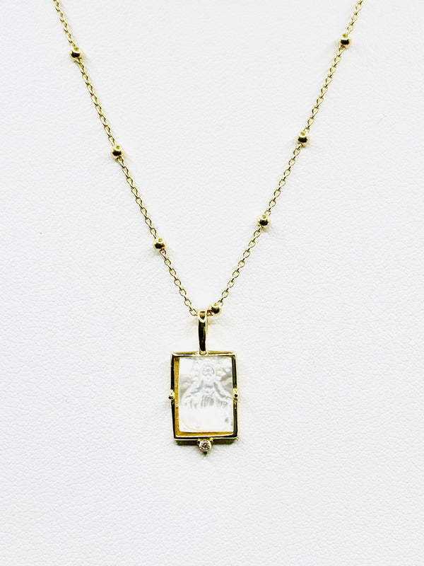 Miraculous Mary Mother of Pearl Necklace