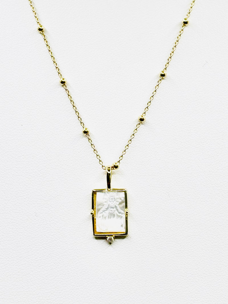 Miraculous Mary Mother of Pearl Necklace