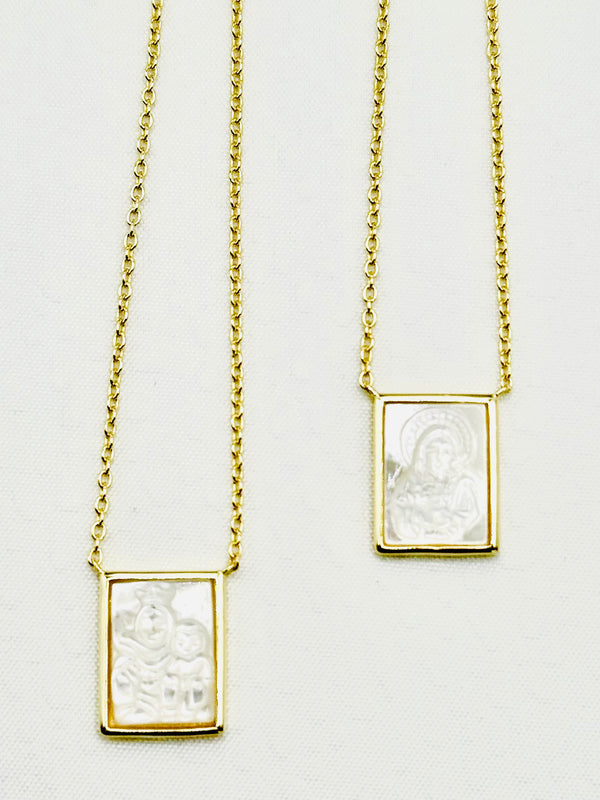 2 Way Mother of Pearl Scapular Necklace