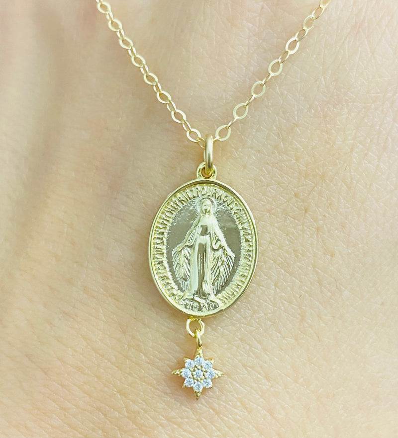 Oval Miraculous Mary Necklace