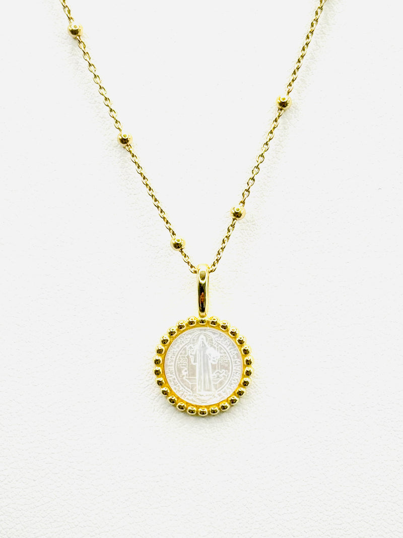 Mother of Pearl St Benedict Necklace