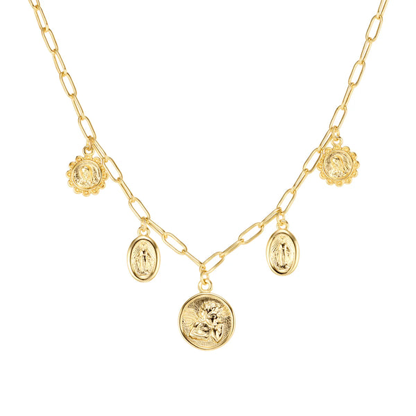 Virgin Mary & Angel Charm Necklace