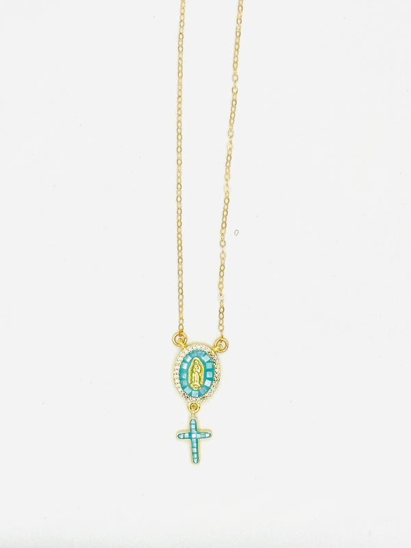 Cross and Our Lady of Guadalupe Necklace