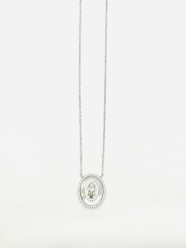 Pearly Miraculous Mary Necklace