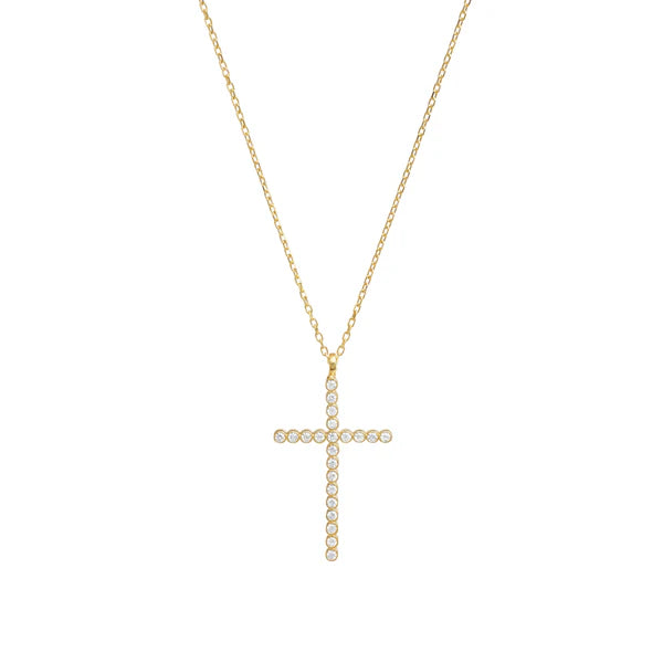 Round Bezel Cross Necklace