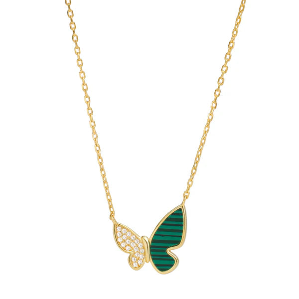 CZ and Emerald Butterfly Necklace