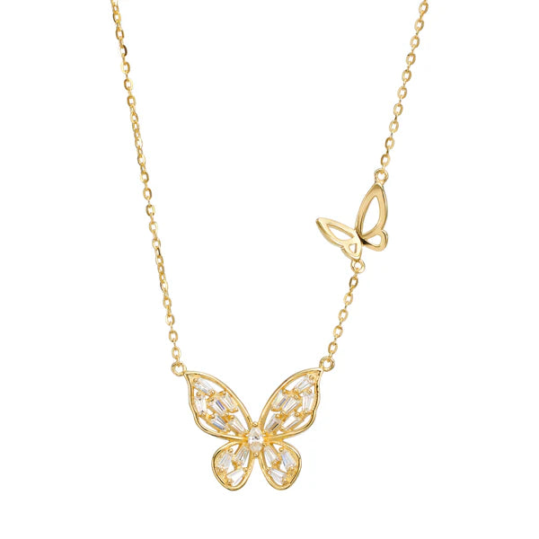 Crystallized Double Butterfly Necklace