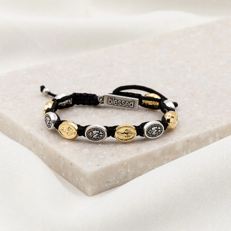 Miraculous Mary Blessing Bracelet-Black & Mixed Medals