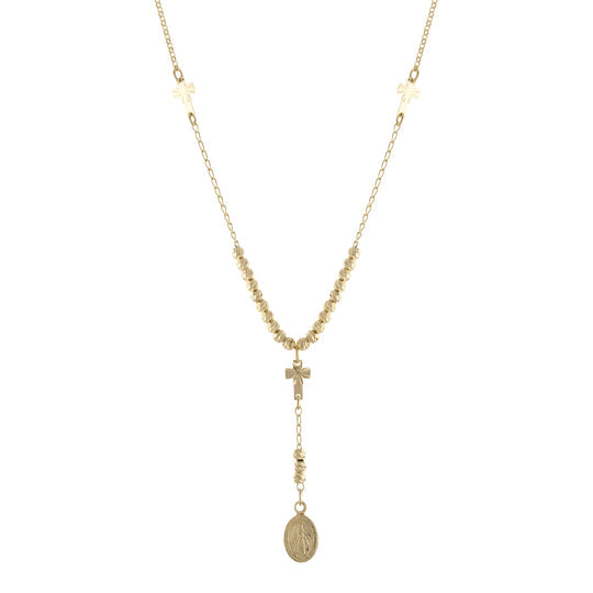 Gold Cross and Mary Y Necklace