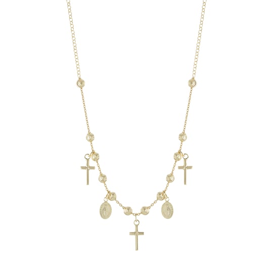 Cross & Mary Charm Necklace
