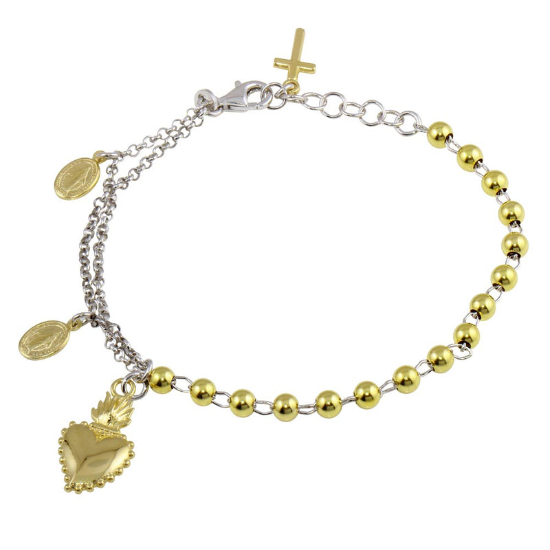Gold Sacred Heart & Miraculous Medal Bracelet