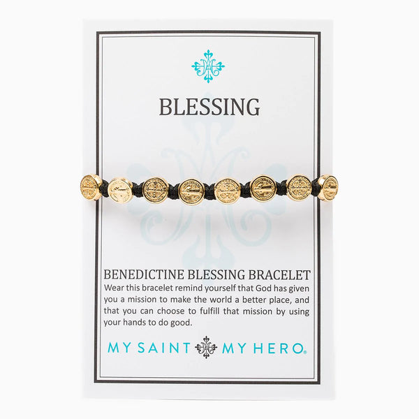 Benedictine Blessing Bracelet - Black & Gold Medals
