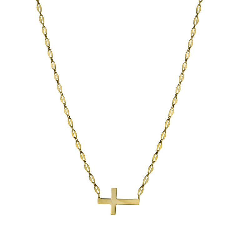 Gold Sideway Cross Necklace