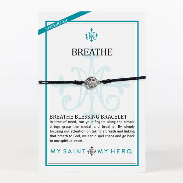 Breathe Blessing Bracelet Black & Silver