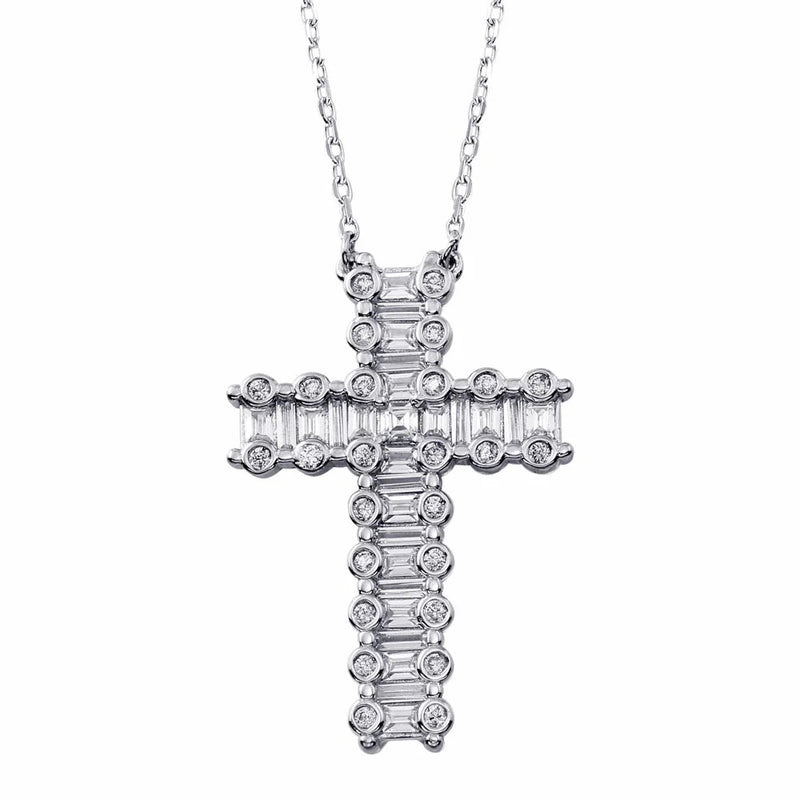 Baguette CZ Cross Necklace
