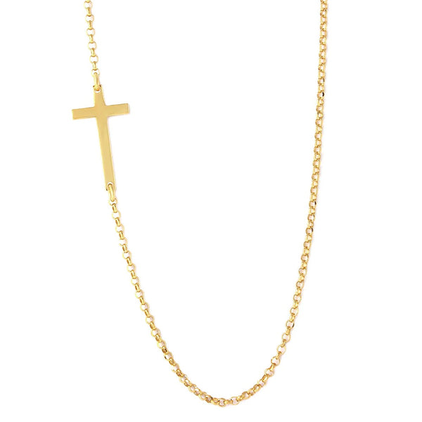 Gold Side Cross Necklace