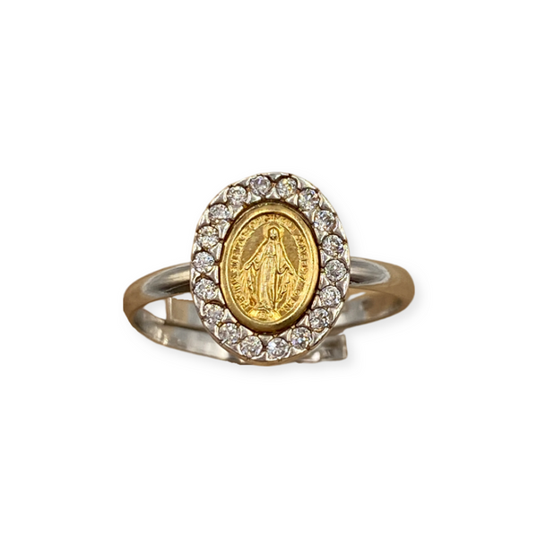 Sterling Silver Two-Toned Virgin Mary Ring